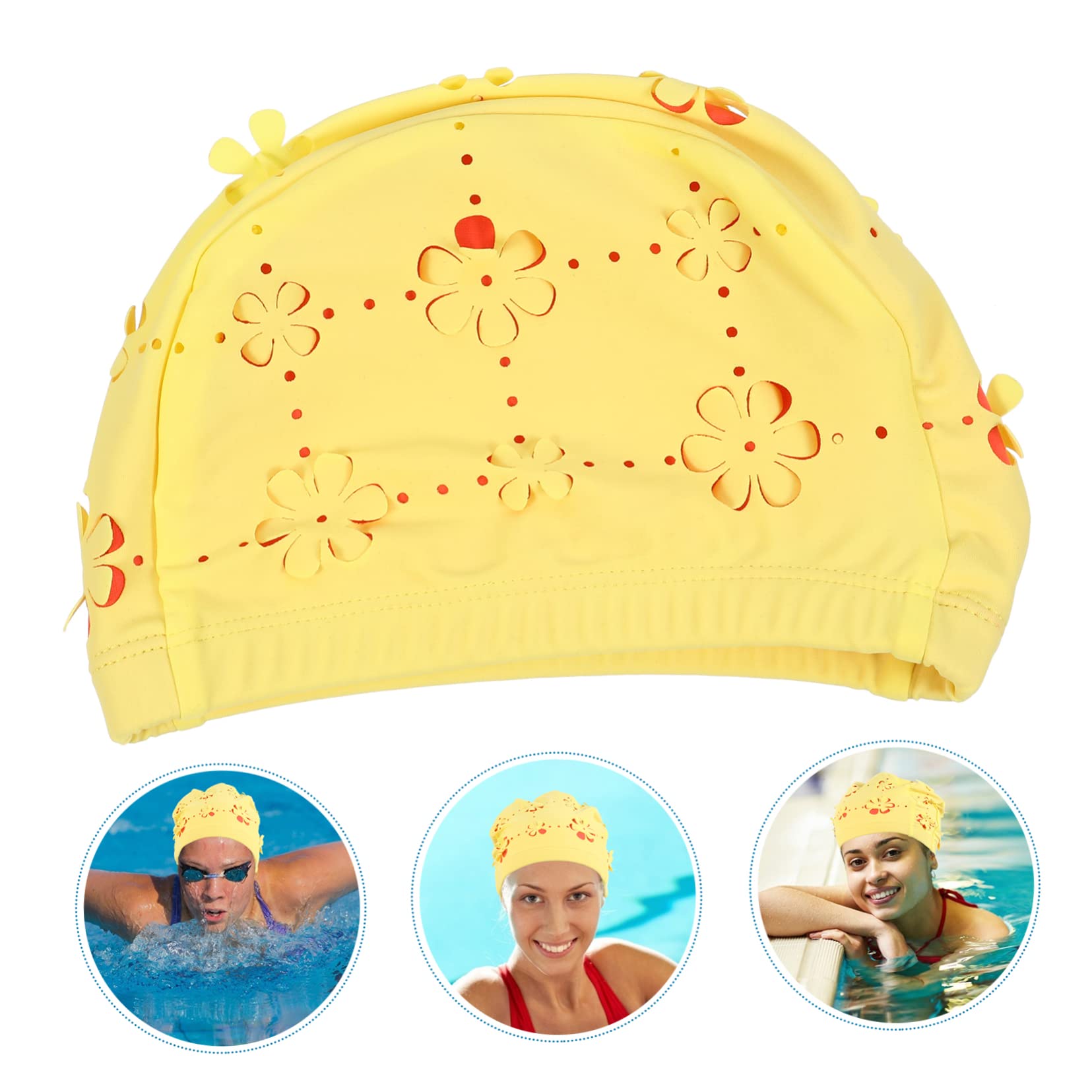 Levemolo 3stücke Protect Ears Schwimmhut Für Damen Uv-Schutz Kreatives Design Langhaarige Schwimmermütze Für Pool Oder Strand Aus Langlebigem Pu Für Sommer