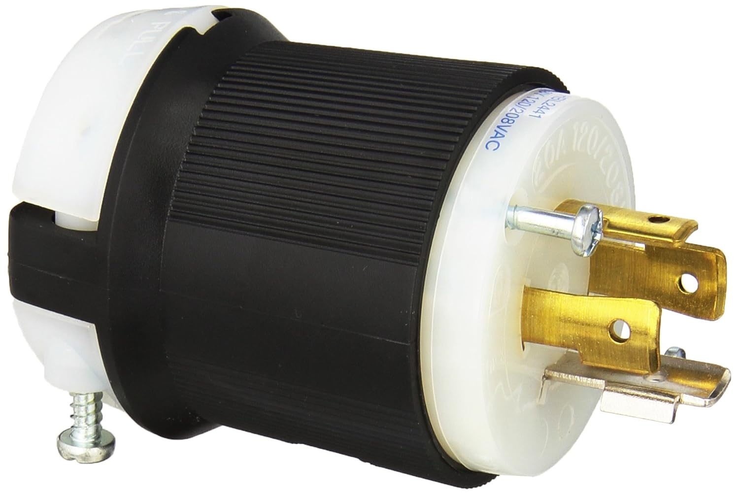 Hubbell HBL2441 Locking Plug, 20 amp, 120/208V, L18-20P, Black