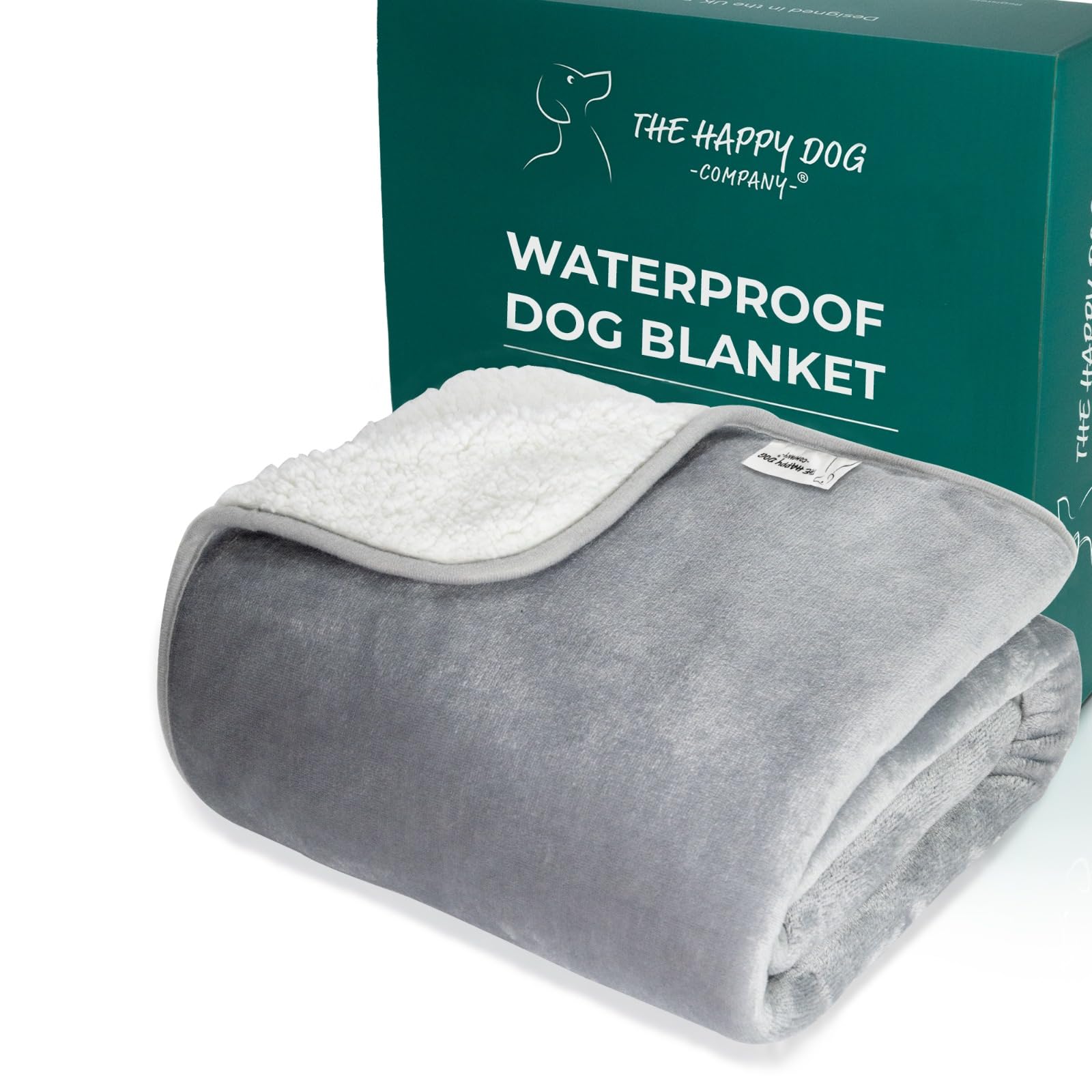 100% Waterproof Dog Blankets for Small & Medium Dogs – Soft Fleece, Washable Pet Throw for Couch, Car & Furniture Protection, Soft Fluffy Reversible Blanket, 30" x 40", Gray/White