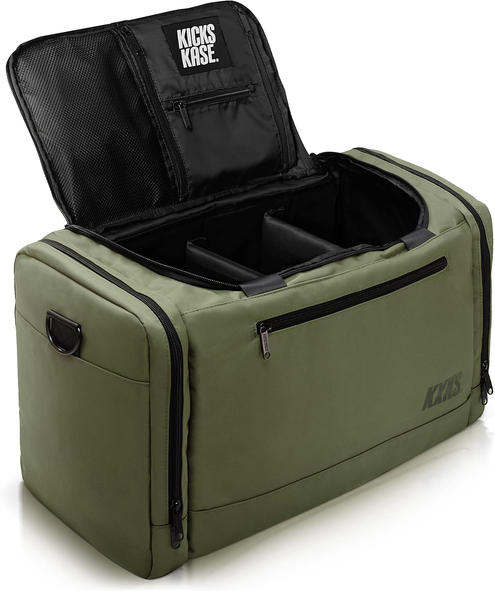 (Kicks Kase Premium Sneaker Bag & Travel Duffel Bag - 3 adjustable compartment dividers - For shoes, clothing and gym