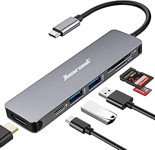 Hiearcool Hub USB C, adaptador multiportas USB C para MacBook Pro, 7 em 1 USB C para HDMI Hub Dongle compatível com laptops USB C e outros dispositivos tipo C (leitor de cartão SD/TF 4K HDMI USB3.0 100W PD)  