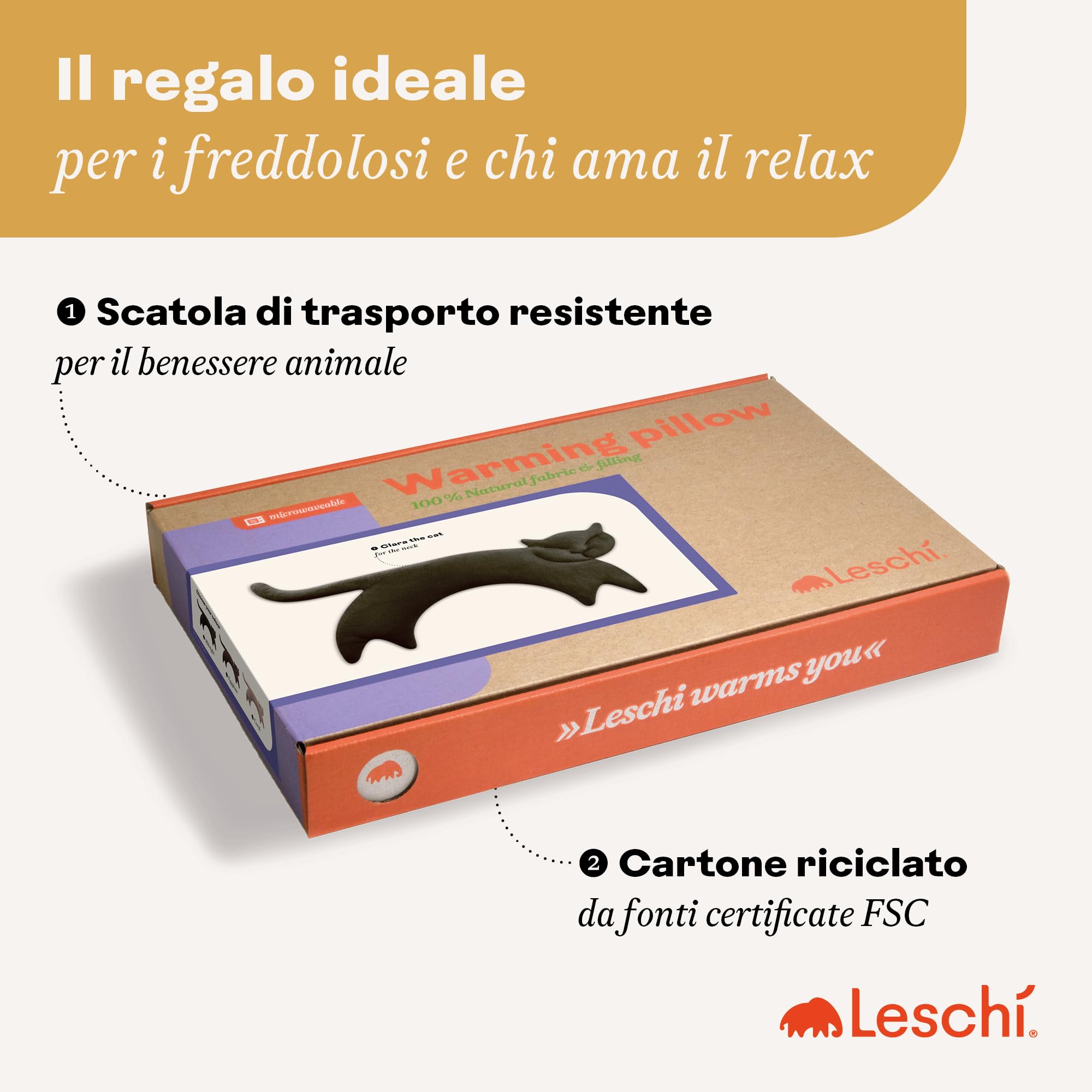 LESCHI Cuscino cervicale termico per microonde, 100% cotone e grano biologico, gatto nero, cuscino riscaldante ideale come fonte di calore in inverno e per alleviare tensioni a spalla schiena collo