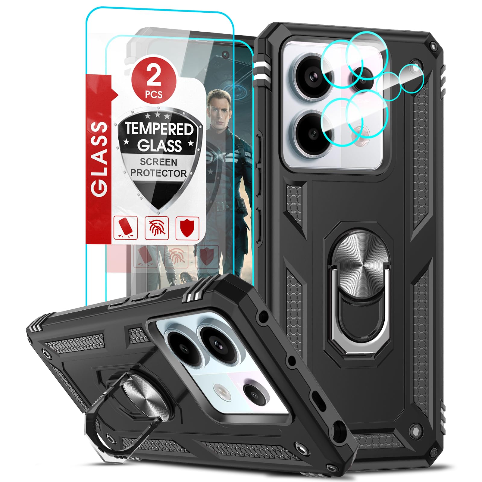 WeiCase Cover per Xiaomi Redmi Note 13 Pro Plus 5G, Custodia Antiurto con Protezione dello Schermo Integrata, 360° Sottile Cover Transparente Silicone Custodia per Redmi Note 13 Pro Plus 5G, Nero
