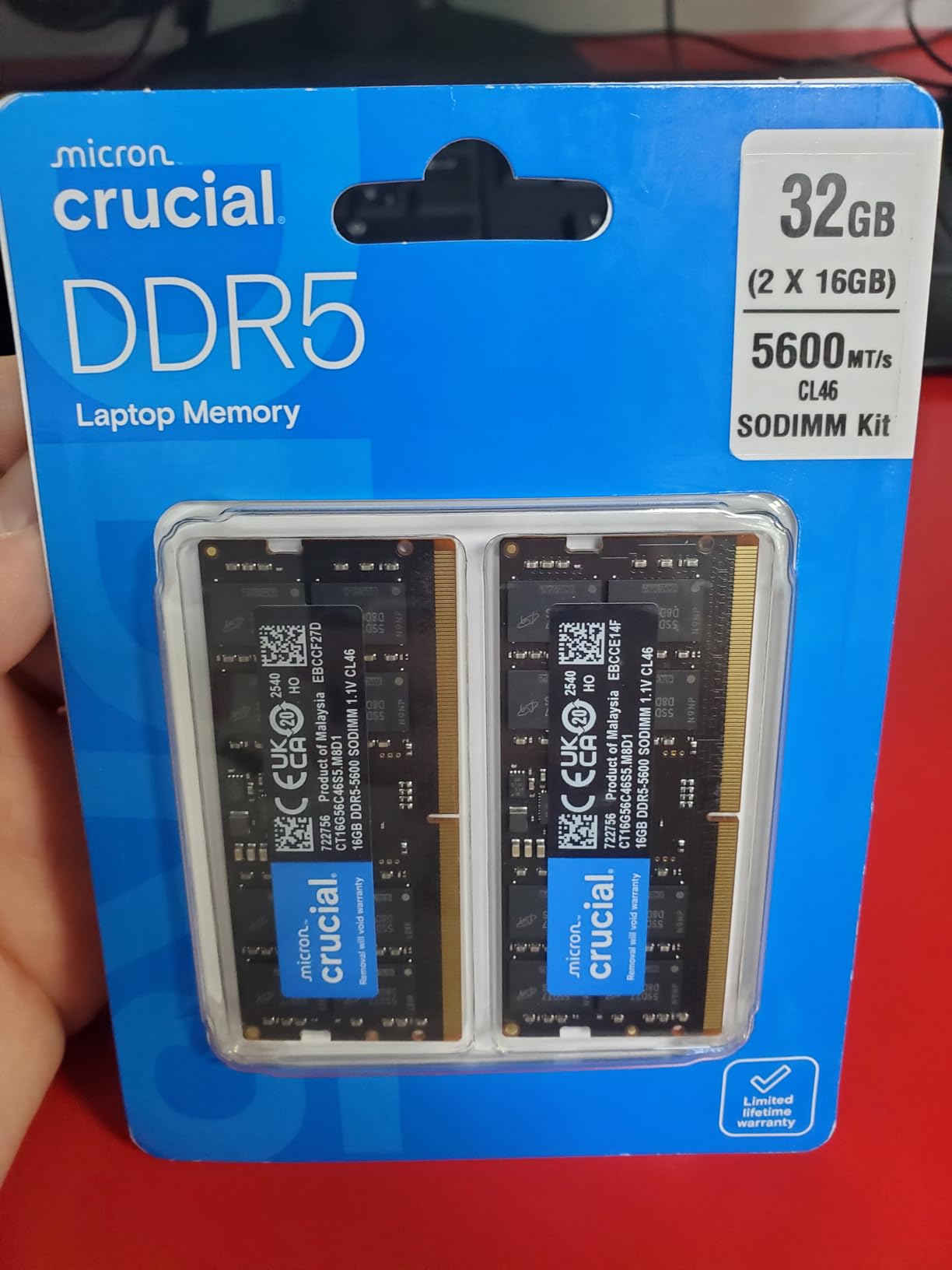Crucial DRAM 24GBキット (2x12GB) DDR5 5600MHz (または5200MHzまたは