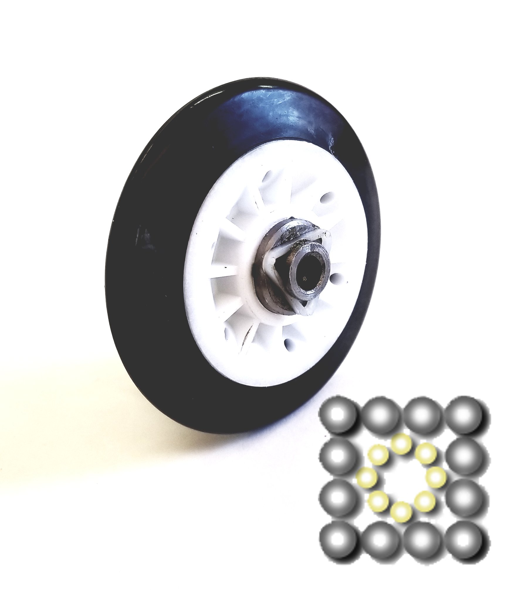 1x Dryer Drum Support Roller & Shaft Repl 134715900 for Electrolux, Frigidaire, Kenmore