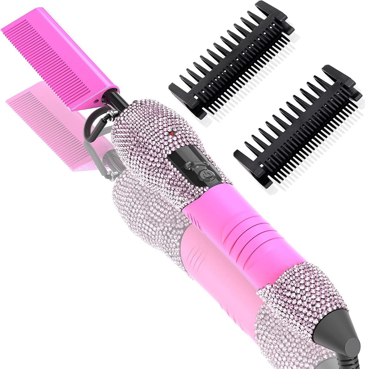 500℉ Hot Comb for Wigs, Diamond Hair Straightener, 7 Temperature Settings, 60 Min Auto-Off, Professional Styling Tool for Natural Black Hair | *Temperature Lock *500℉ Fast Heating *Digital LCD display *15 variable heat setting *60 MIN AUTO-OFF *360 Swivel Cord