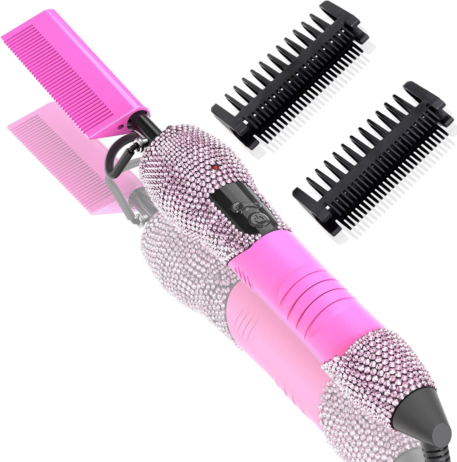 Dan Technology 500℉ Hot Comb for Wigs, Diamond Hair Straightener, 7 Temperature Settings, 60 Min Auto-Off, Professional Styling Tool for Natural Black Hair
