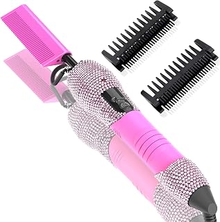 500℉ Hot Comb for Wigs, Diamond Hair Straightener, 7 Temperature Settings, 60 Min Auto-Off, Professional Styling Tool for Natural Black Hair | *Temperature Lock *500℉ Fast Heating *Digital LCD display *15 variable heat setting *60 MIN AUTO-OFF *360 Swivel Cord