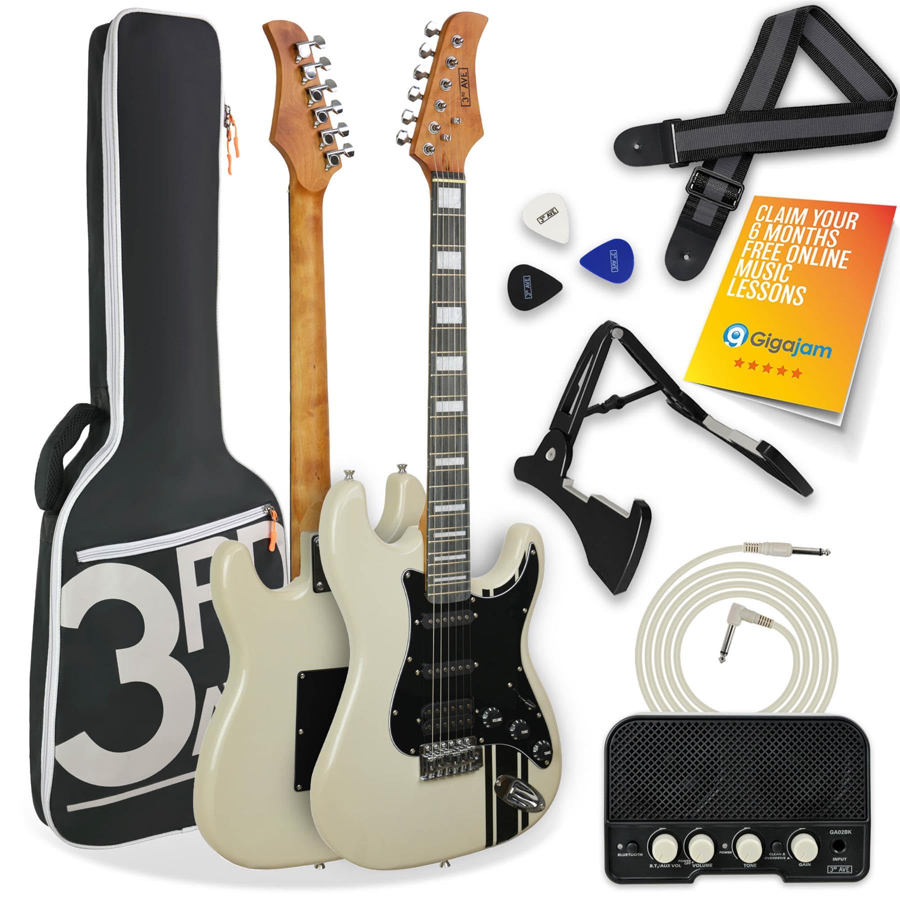 3Rd Avenue Stateside Series Electric Guitar Pack Atlantic White Full
