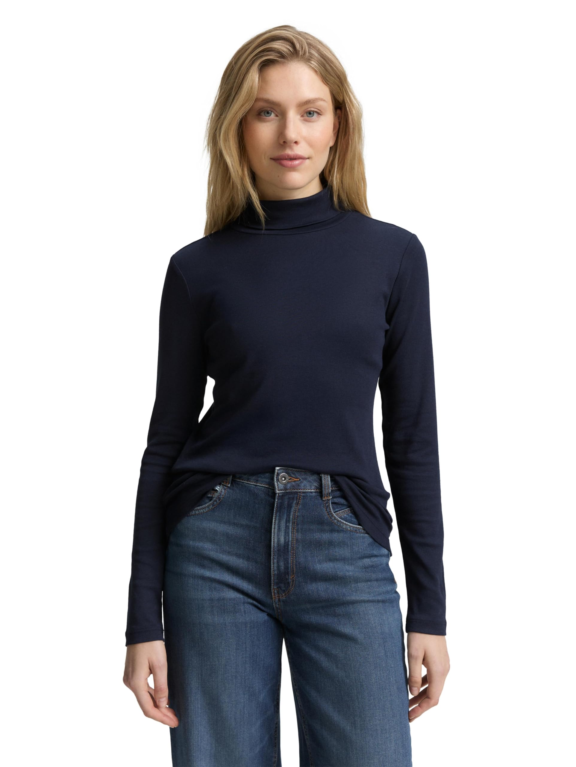 Tom Tailor Damen 1043142 Longsleeve mit Rollkragen