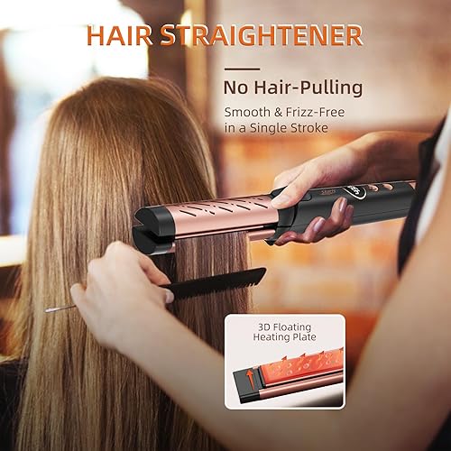 Miniatura 3 de SKERTS Plancha rizadora de 360 de flujo de aire, rizador de cabello con 5 temperaturas ajustables, alisador y rizador de cabello 2 en 1, rizador con