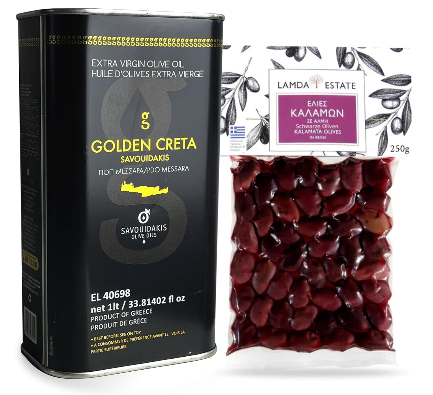 Kreta oliwa z oliwek kanister 1 litr + Kalamata Oliwki próżniowe 250 g Zestaw próbny (6)