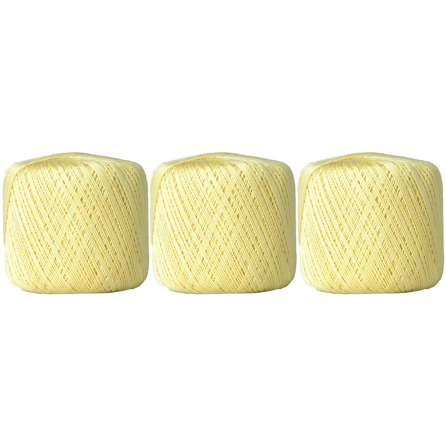 ThreadArt 100% Cotton Crochet Thread Size 10, 3 Ball Pack, Lemonade 6