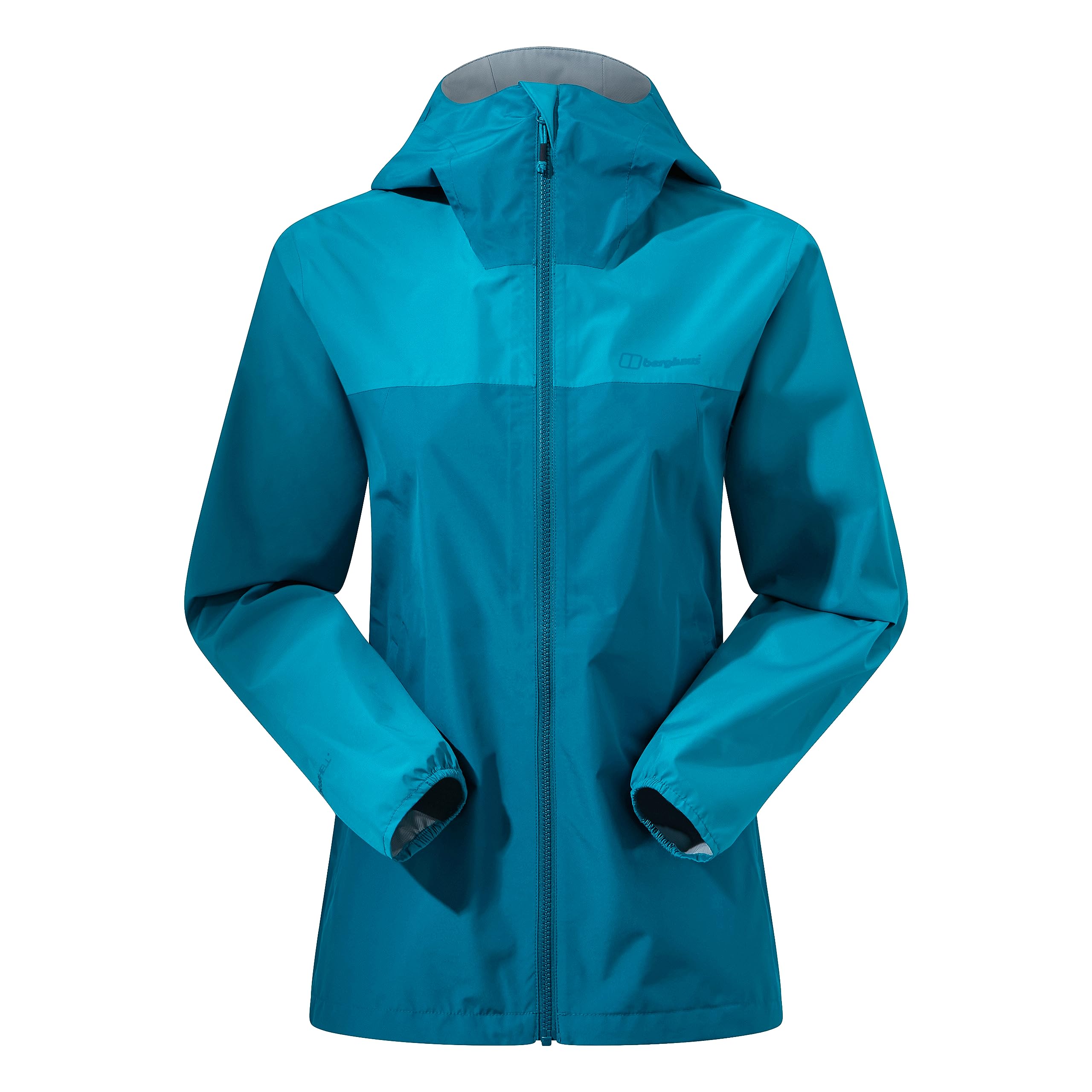 Berghaus Women's Deluge Pro 3.0 Shell Rain Jacket | Breathable Coat | Durable | Waterproof | Adjustable Waterproof Jacket, Deep Ocean/Jungle Jewel, 8