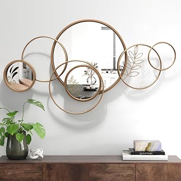 Wall Mirror Decorative,Bronze Mirror Wall Decor Large Round Mirror