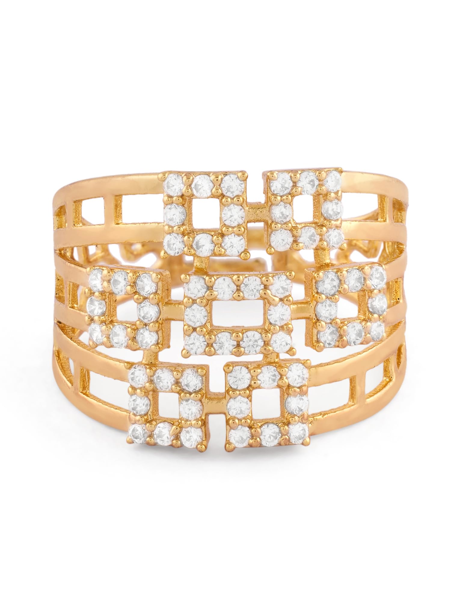 ZAVERI PEARLS Gold Tone Cubic Zirconia Dazzling Contemporary Adjustable Ring For Women-ZPFK17538 (B0CX1CW3FM) Amazon Price History, Amazon Price Tracker