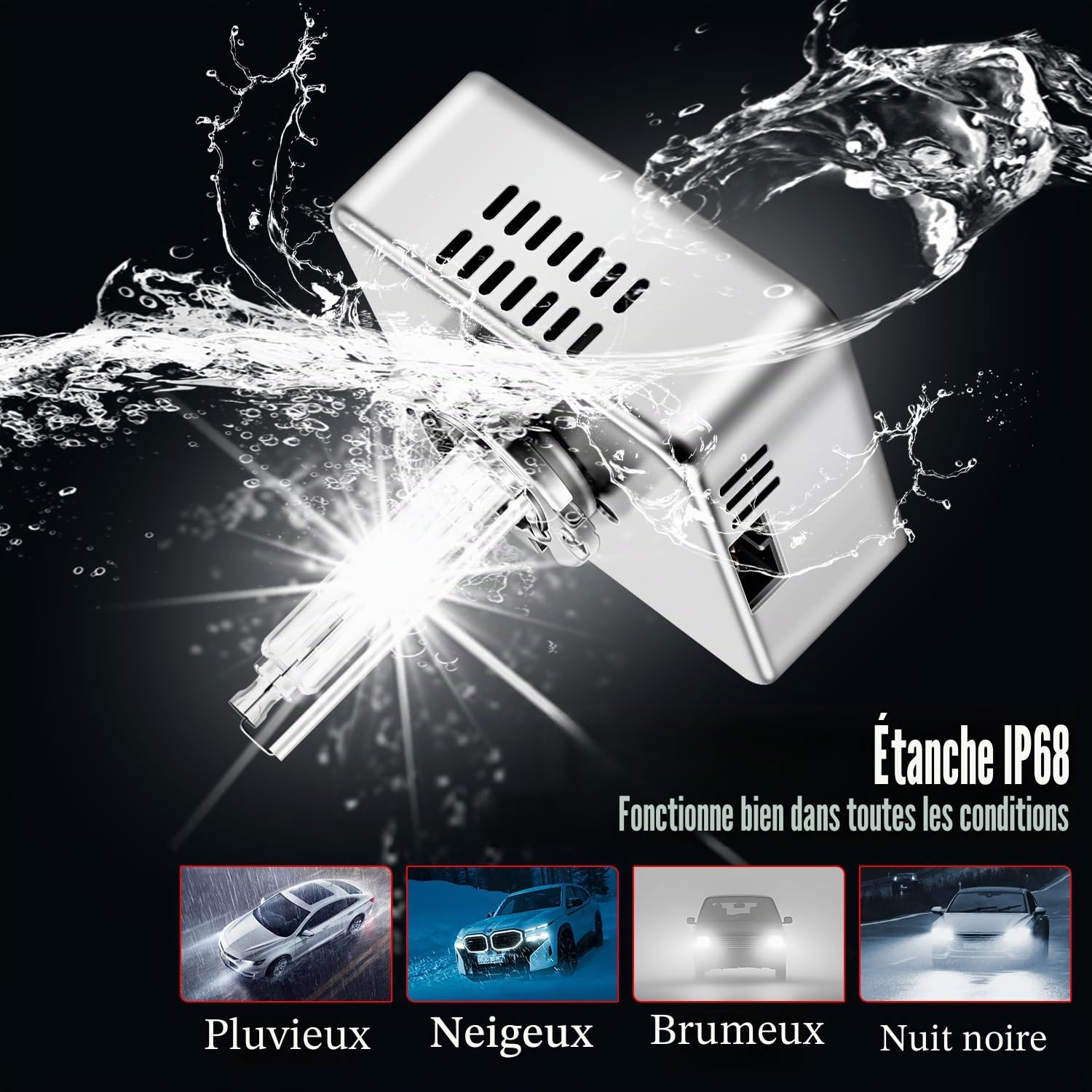 TECTICO D5S Ampoules Xenon 35W 6000K Blanc Diamant +300% Ultra Brillant D5S Kit de Conversion HID 12V DC avec Base Métallique Ampoule d'amélioration des phares, 2 Lampes