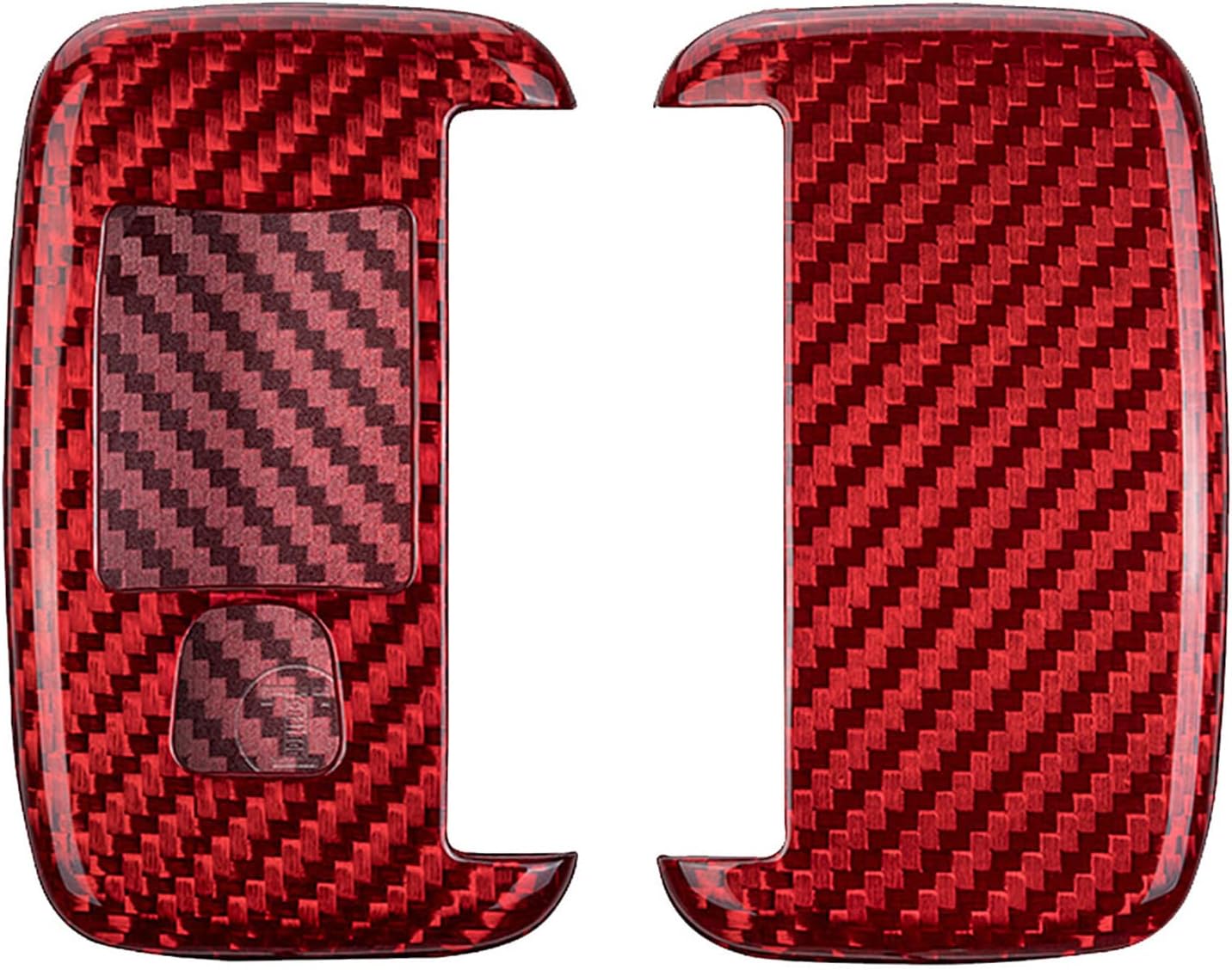 Genuine Carbon Fiber Key Fob Cover for Land Rover Discovery 4/Sport Freelander 2 for Range Rover Evoque/Sport/Velar Car Remote Key Case for Men Women - Red