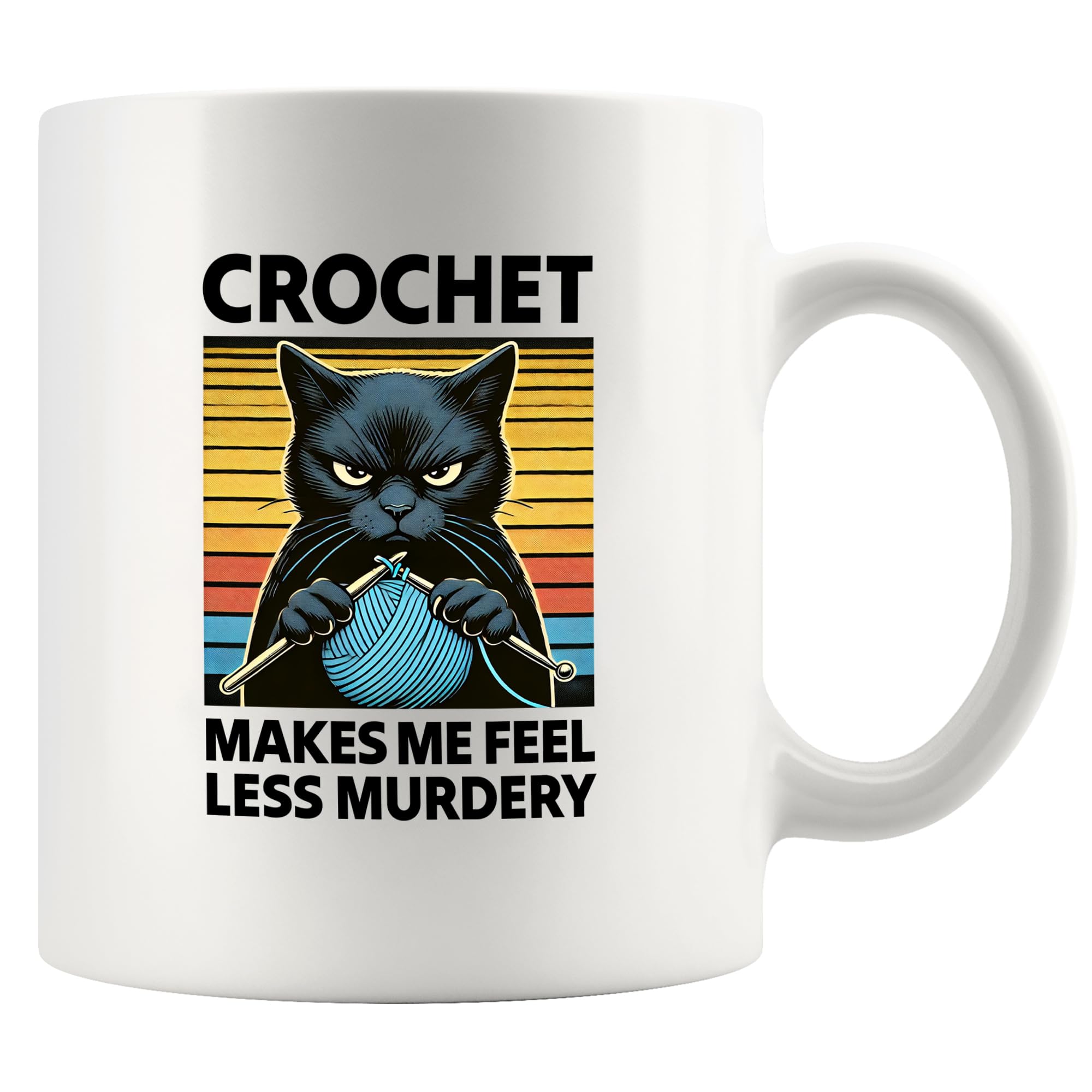 Panvola Crochet Makes Me Feel Less Murdery Crocheting Gifts Knitting Crafting Knitters Crocheters Crafters Yarn Lovers Gifts For Women Grandma Mom Auntie Coffee Ceramic Mug 11 oz White