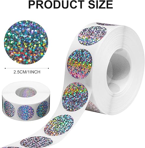 Miniatura 3 de Rasguño holográfico de la etiqueta engomada 1 pulgada redonda del rasguño de la etiqueta 1000pcs