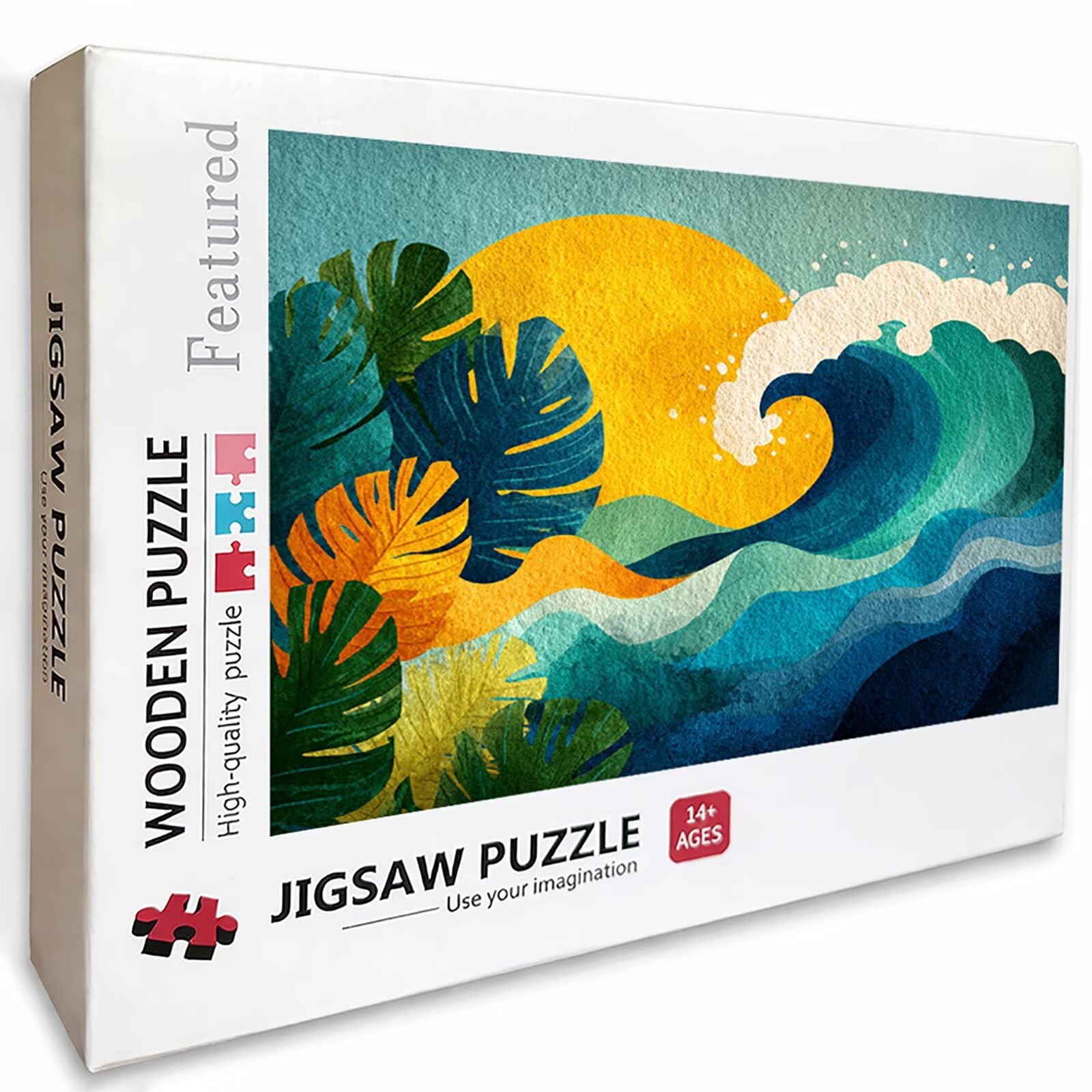 6000 Pieces Jigsaw Puzzle for Adults Waves, Leaf Wooden Puzzles with Box, Letter on Back, Challenging Funny Games Crafts for Adults Kits, Hard Difficult Family Activity Games, Gifts, (70x41in), Q-8602