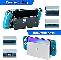 Vista 3 de 3 in 1 Protective Blue Clear Case Cover for Nintendo Switch OLED, Dockable Skin for Switch OLED and Joy Con Controller, Comfort Grip Shell with