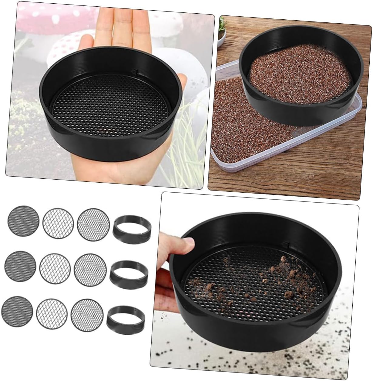 BESPORTBLE 9pcs Plastic Soil Sifting Mesh Sieves Gardening Tool for Sifting Rocks Debris Mesh Sieve for Home Outdoor Use