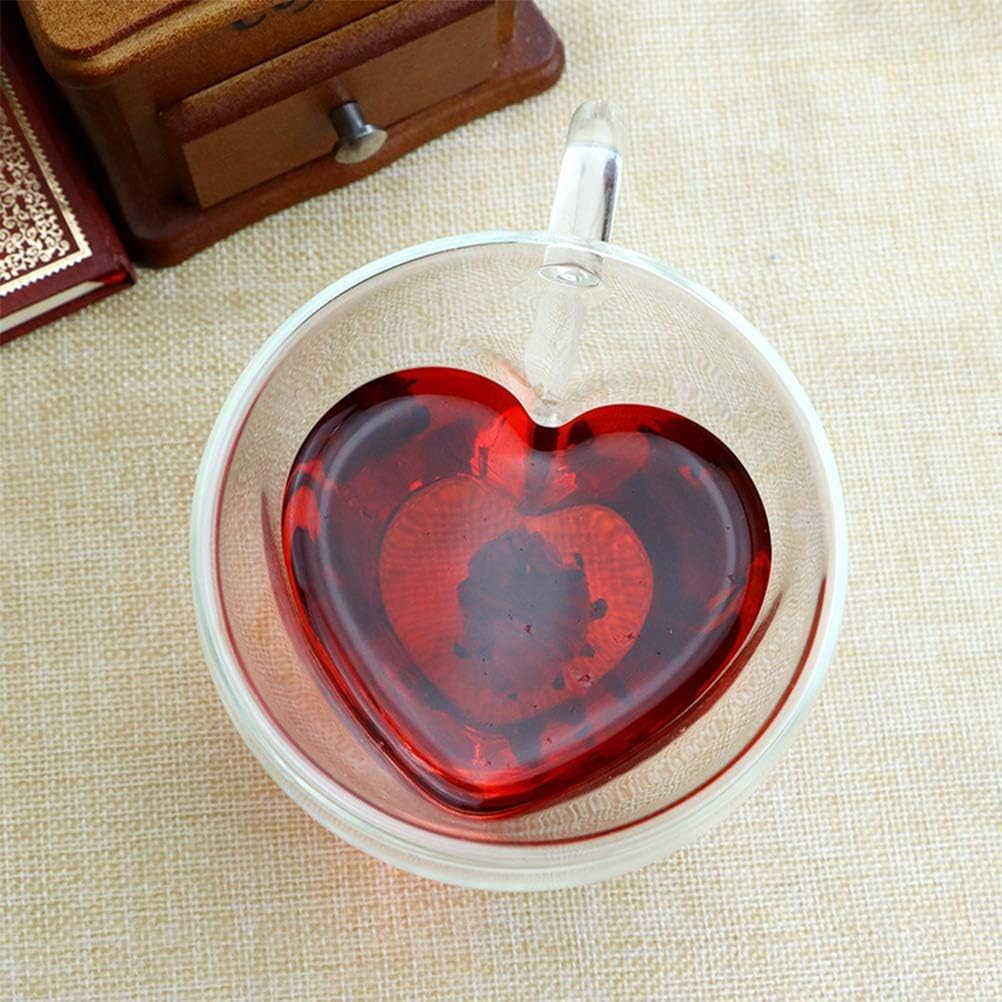 Amazon Morningplace ダブルウォール ハート グラス ショットグラス 二重構造 耐熱 カップ ギフト プレゼント に 180ml Morningplace ショットグラス