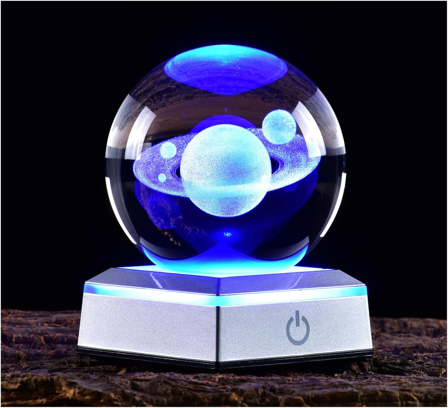 Aircee3D Crystal Ball Saturn Model, with Colorful Led Light Base, 6 Colors Light Funny Room Decor, Romantic Astronomy Space Gifts with Gift Box, for Girlfriend Kids Friend Birthday Christmas