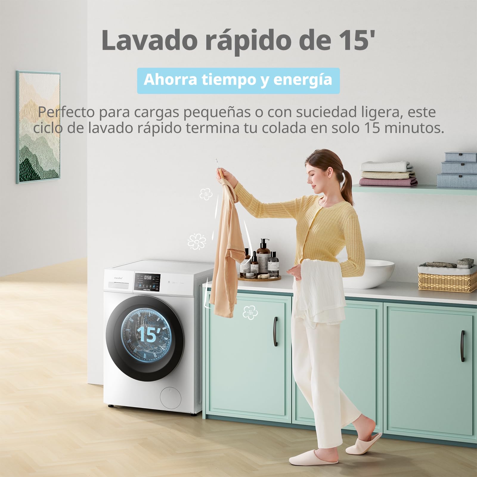 COMFEE' CFP03EW100W-HL Lavadora 10 kg de carga, Clase A -10%, Cuidado con vapor, Motor BLDC, Aprobada por Woolmark, Panel táctil, blanco — view 8