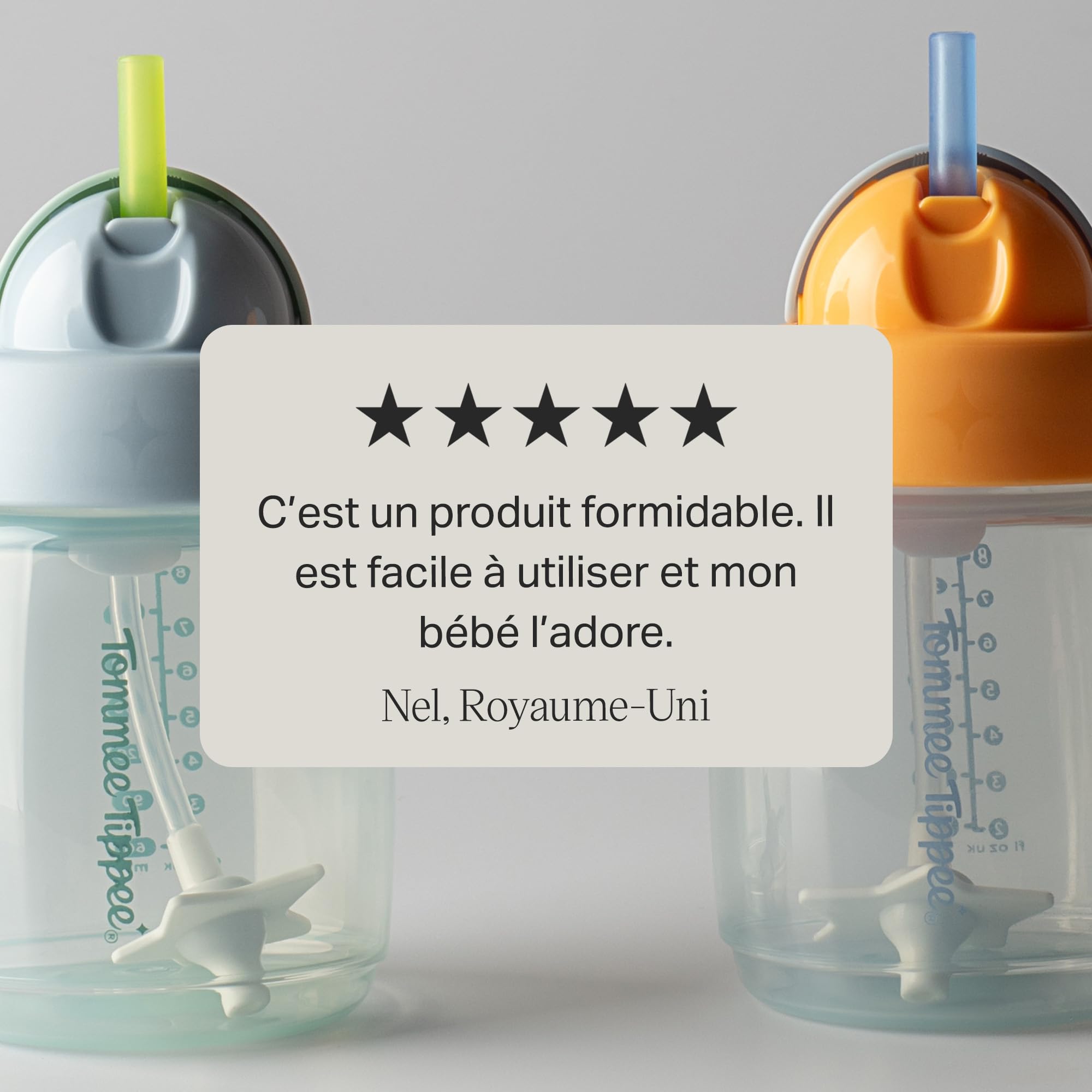 Tommee Tippee tasse à paille d’apprentissage, 240ml, Tasse de transition pour nourrissons à partir de 6 mois, dotée d’une paille lestée en silicone et de poignées faciles à saisir, Bleu et Orange, x 2