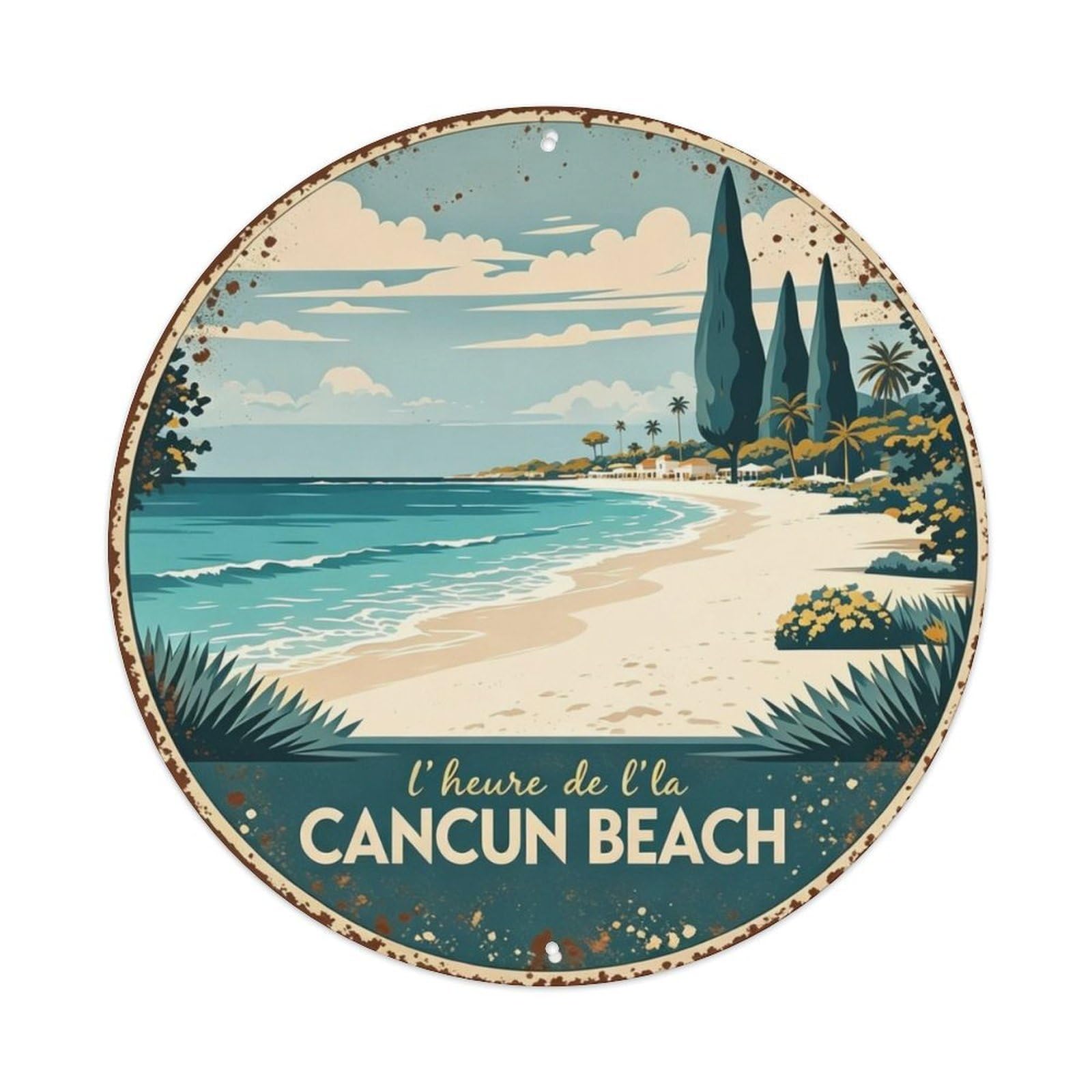 Cancun Beach Metal Tin Sign Plaque