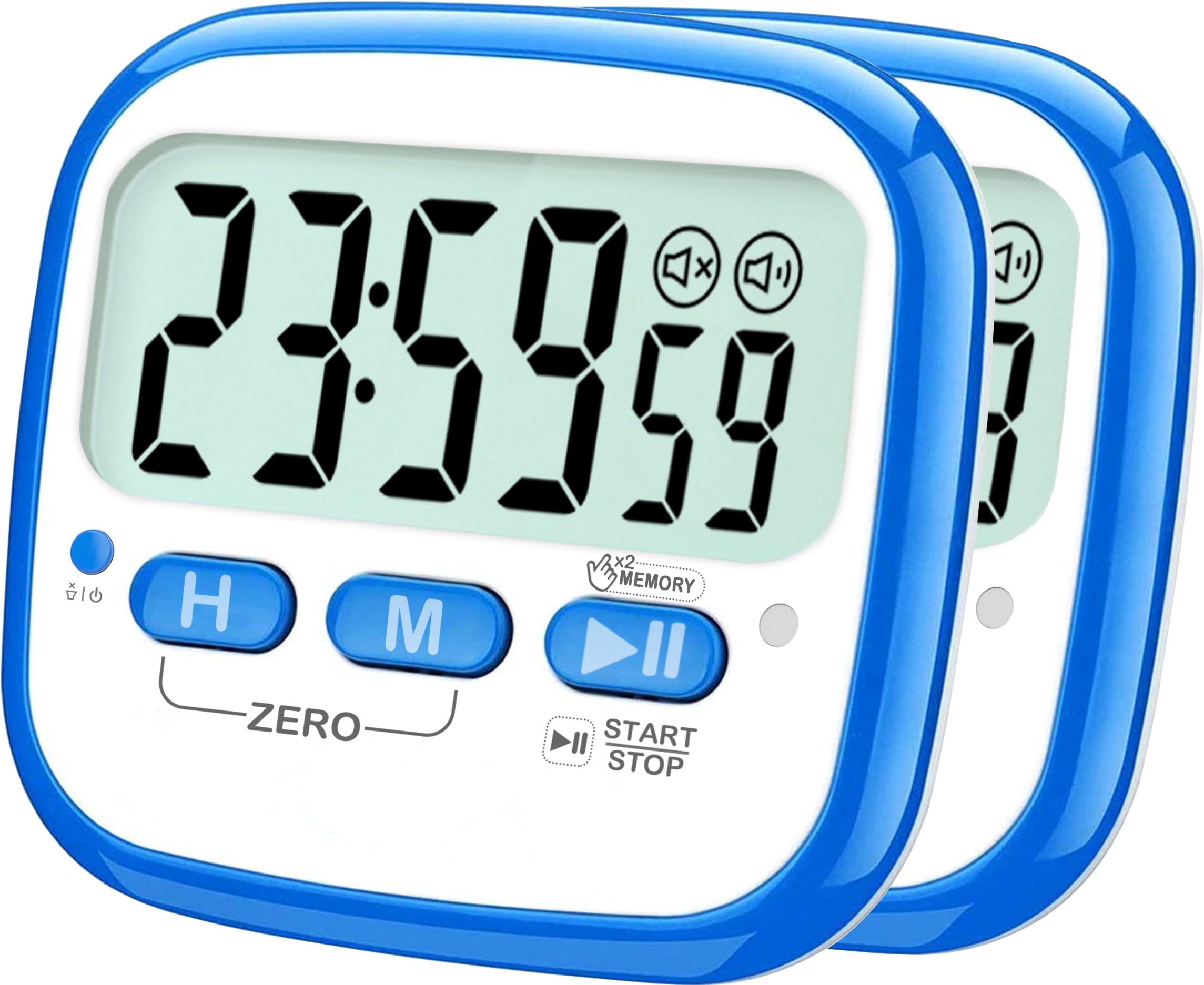 2-Pack Magnetic Kitchen Timers for Cooking, Digital Stop Watch Countdown Timer for Kids, Teachers, Classroom, Office, Exercise - Battery Included