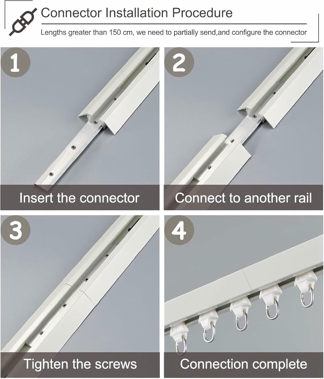 Ceiling Mount Adhesive Curtain Track Kit for Room Divider, Curtain Track Bed Room Decorative Curtain Slider Track System, Aluminum Alloy Durability Curtain Rod Bracket