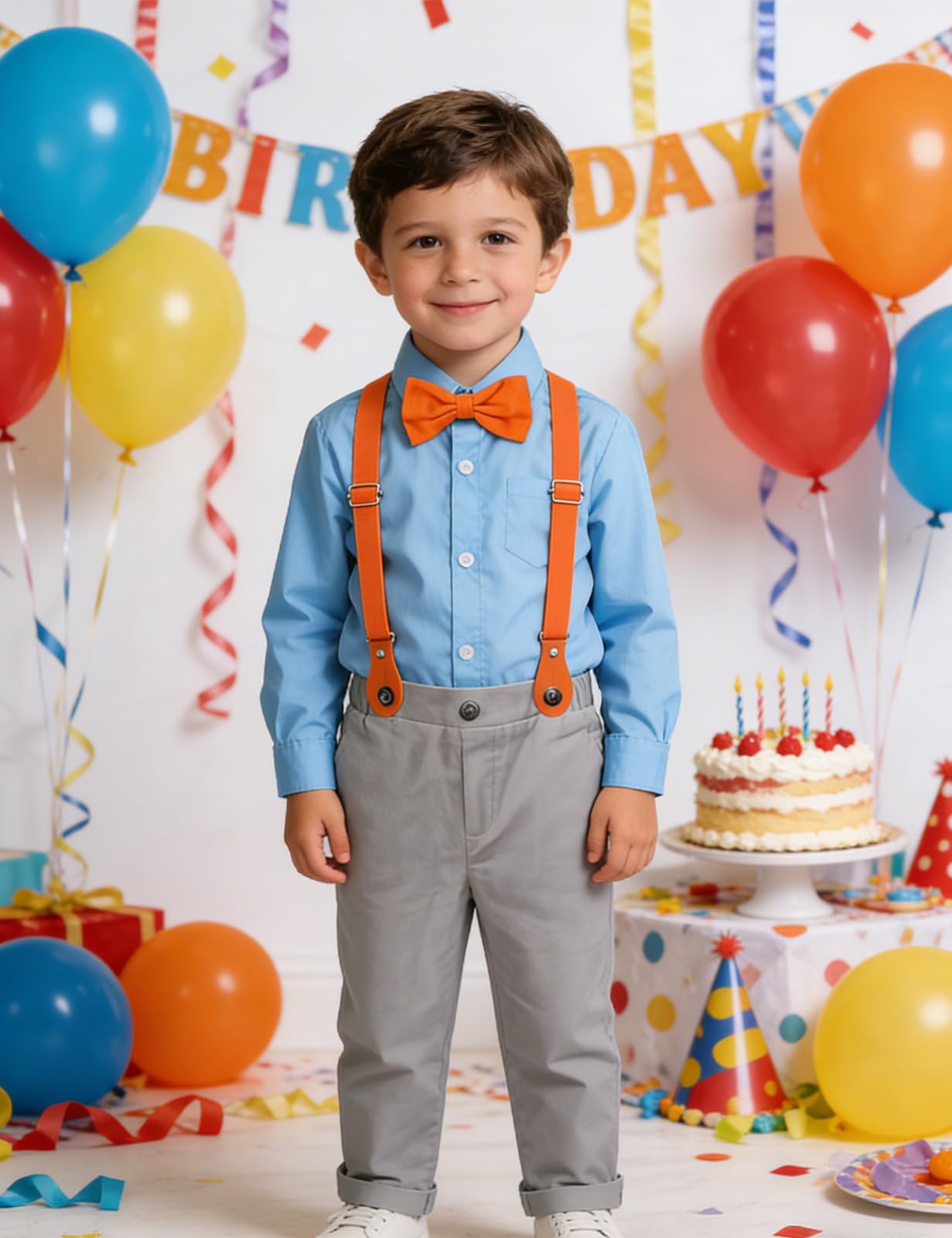 Baby Boy Outfit Toddler Birthday Suit Kids Blue and Grey Clothes 4-5 Years