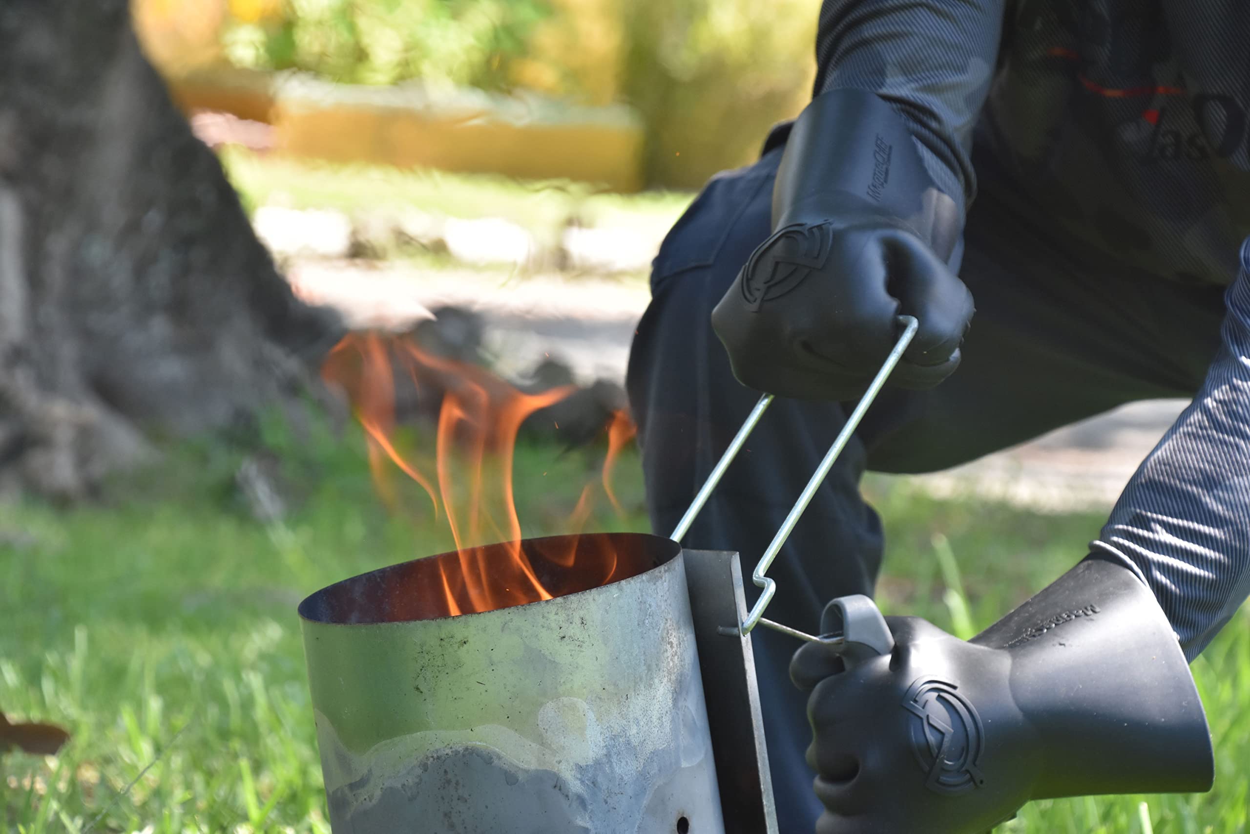 MagneChef Ez On-Ez Off Rękawica z magnesem do grillowania/rękawica opatentowana siatka na palec dopasowany; fale chwytu, odporna na wysoką temperaturę/wodę, silikonowa rękawica do gotowania klasy