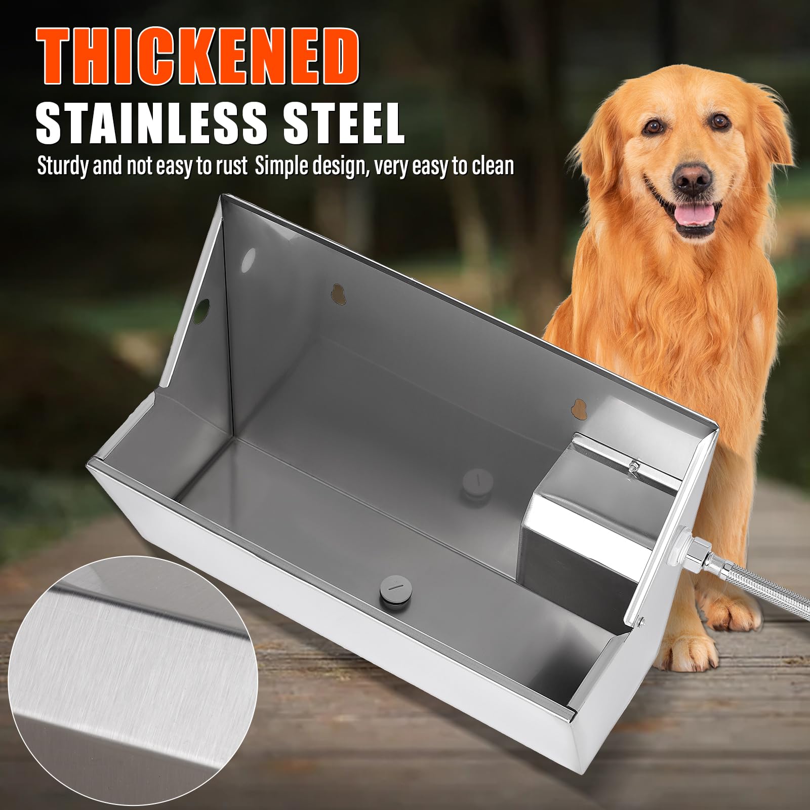 Distributore Automatico Di Acqua 8L 304 Acciaio Inox Ciotola Per Cani Esterno