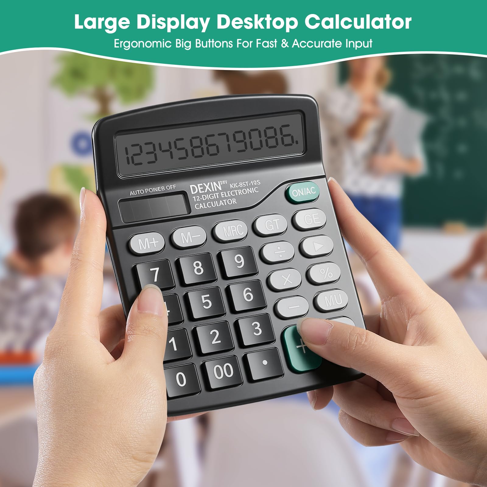 Taschenrechner, 12-stellig, Tischrechner mit großem LCD-Display und empfindlichen Tasten, Solar- und Batterie-Dual-Power, perfekt für Büro, Schule, Zuhause, Schwarz, 24 Stück