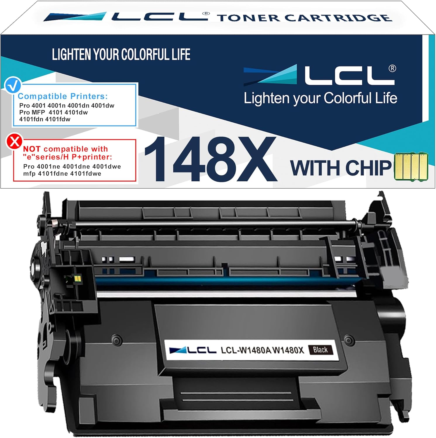 148X Toner Cartridge Black High Yield 4101fdw 148A Replacement for HP 148X 148A W1480A W1480X for HP LaserJet Pro MFP 4101fdw 4101fdn 4101 Pro 4001dw 4001dn 4001n 4001 Printer Ink (2-Pack)