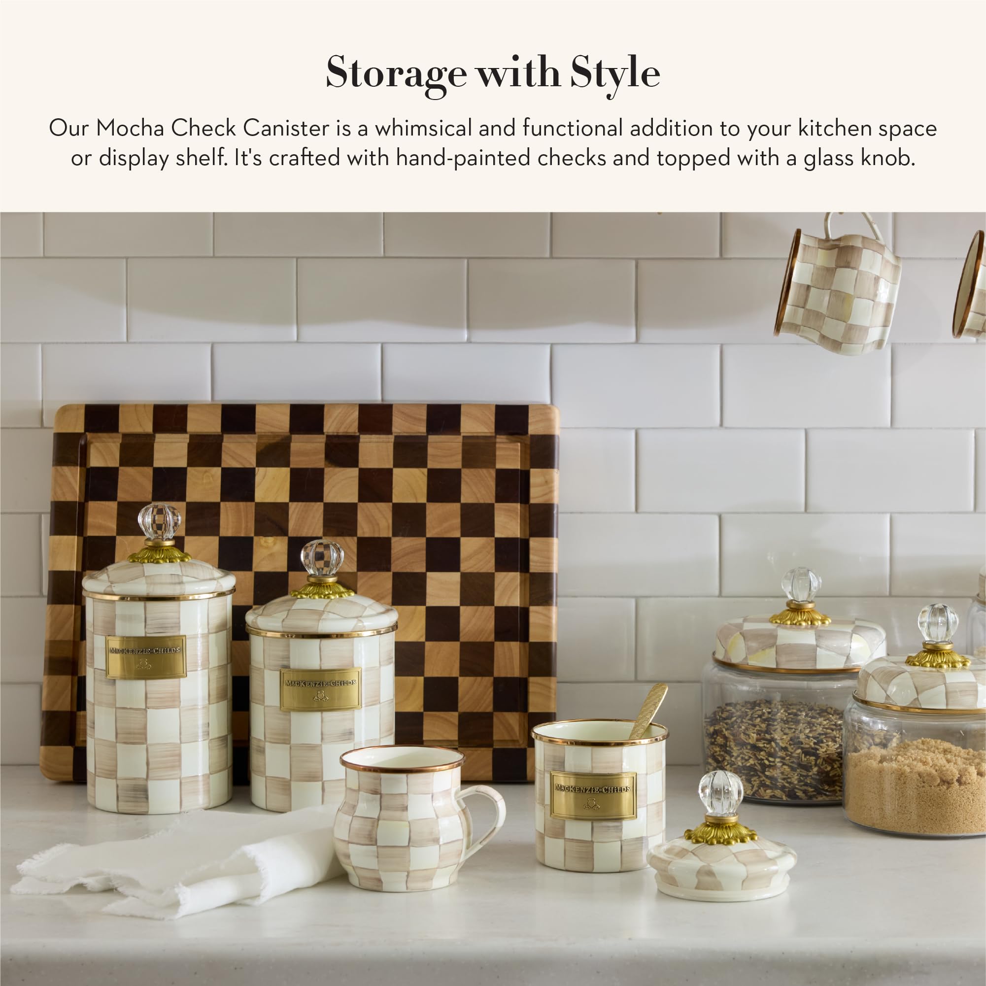 MACKENZIE-CHILDS Mocha Check Demi Canister : Amazon.ca: Home
