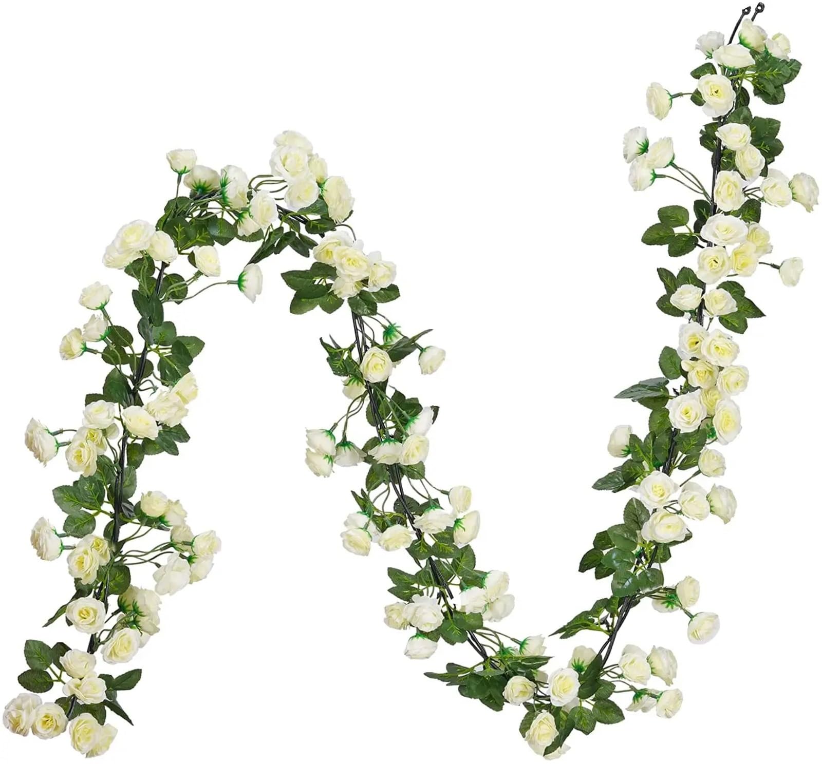 LuoAXINN Artificial Rose Vine 488cm Fake Rose Vine String Flowers Plants