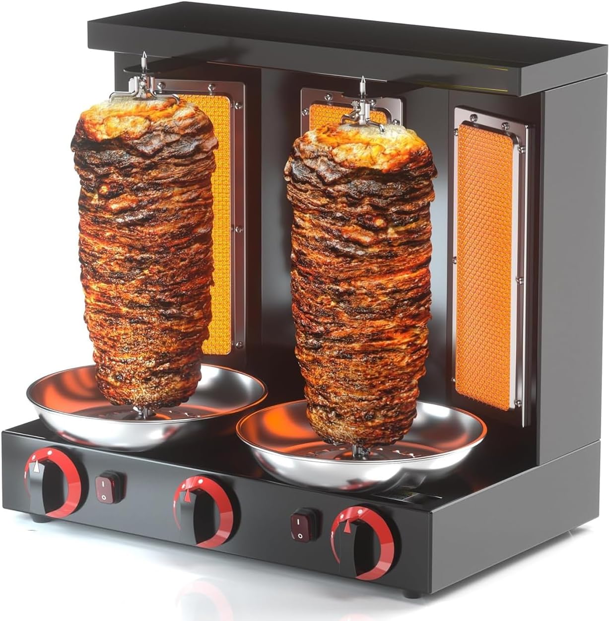Commercial Turkish Shawarma Grill Machine Gas Vertical Rotisserie Barbecue Oven Rotation, Temperatures Control - for Restaurant Home