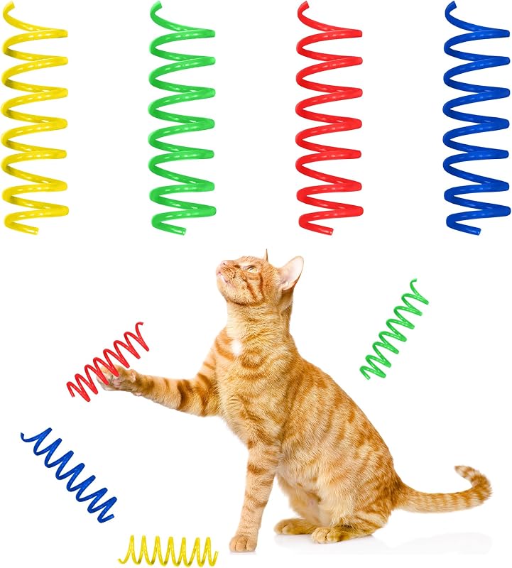 SPOT Colorful Springs Cat Toys – Bobinas hinchables de 3 pulgadas para gatos y gatitos de interior para aplastar, perseguir y morder, plástico ligero seguro, juguetes de enriquecimiento interactivo, paquete de 10 multicolor