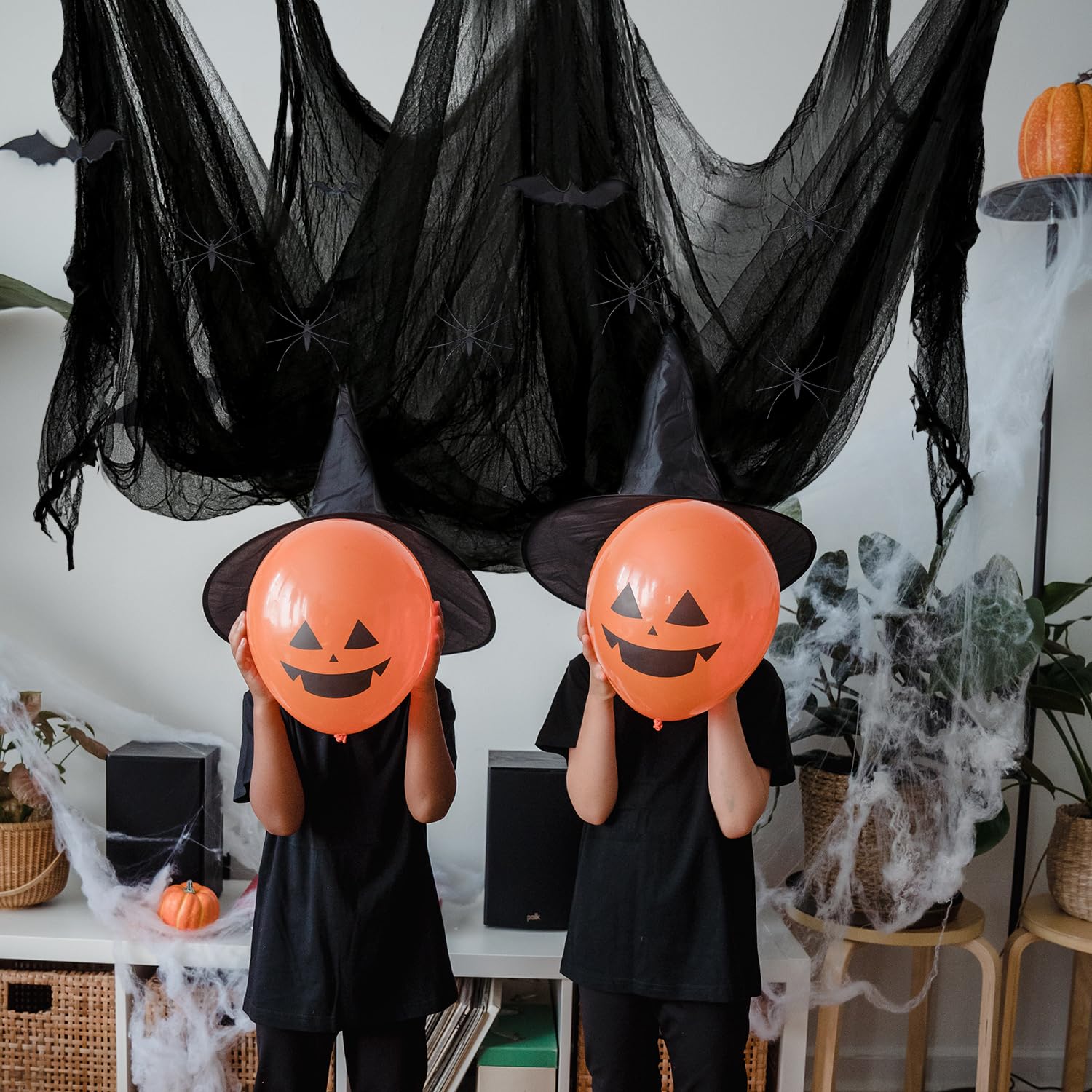 5 Stück Halloween Gruseltuch 76x183 Cm - Schwarze & Weiße Polyester-Baumwolle Tücher Für Deko
