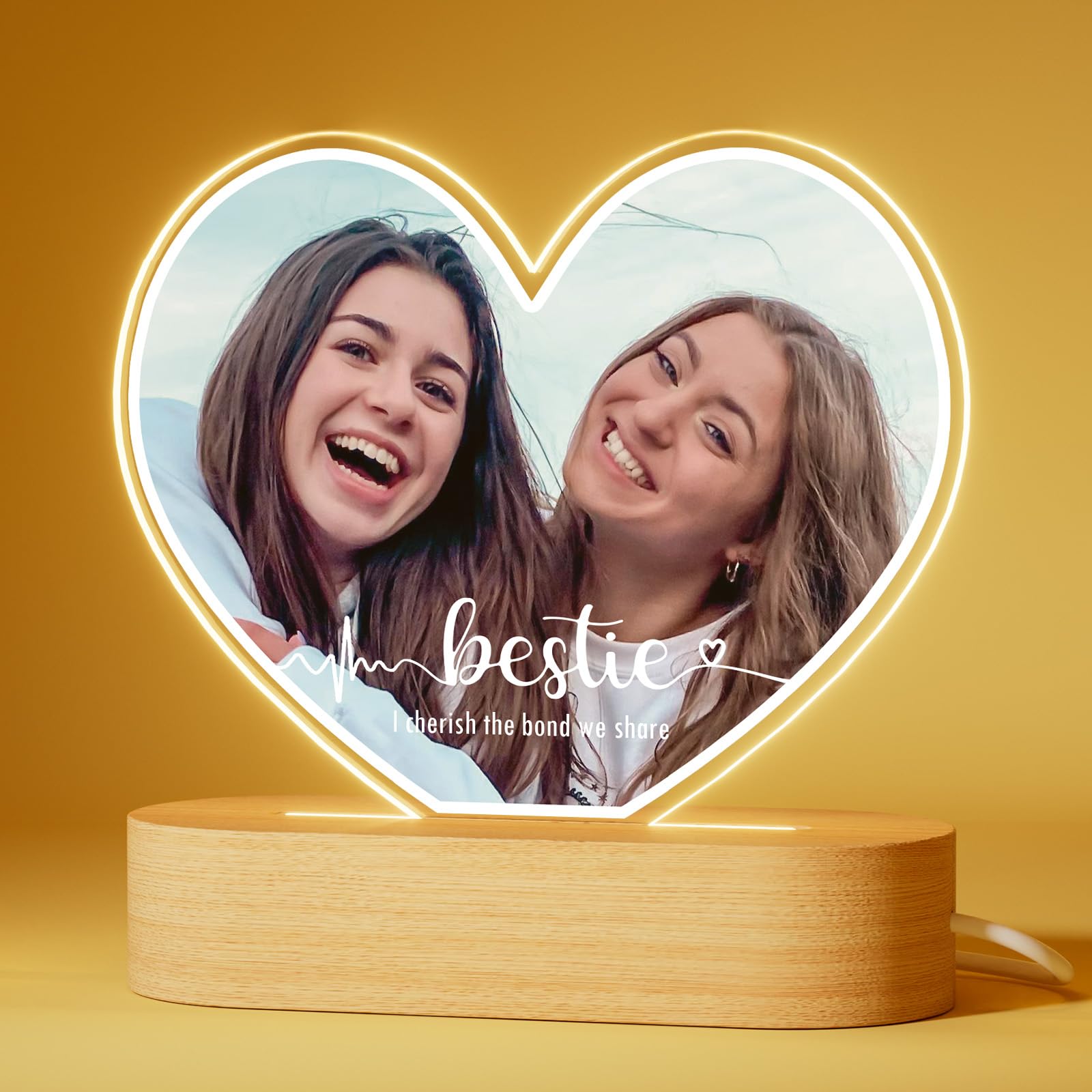 Bemaystar Personalised Bestie Gifts - Customised Lamp with Photo and Text - Gifts for BFF, Birthdays, Anniversaries — image 1