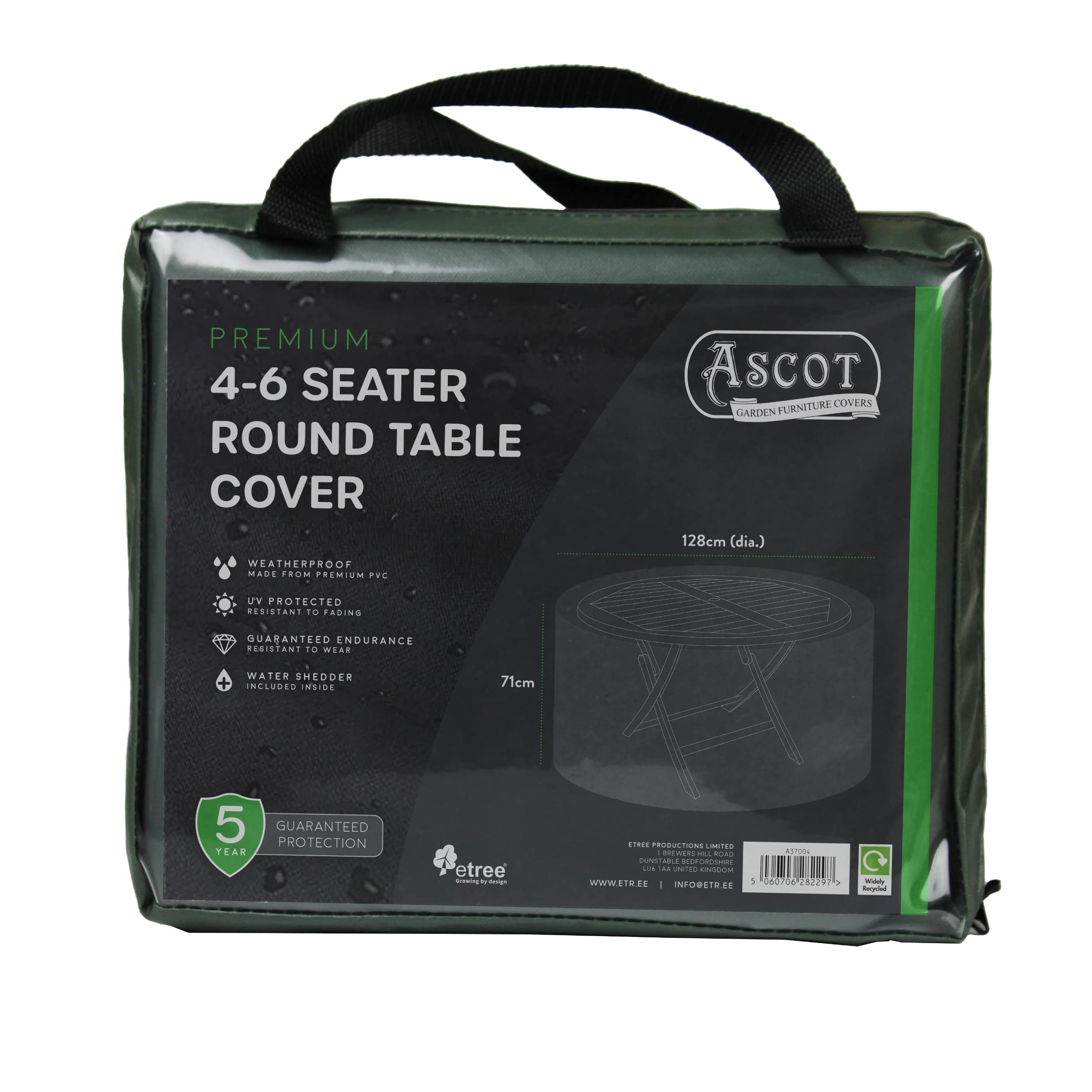 Ascot Garden Furniture Covers Green Ascot Premium 4-6 Seater Round Table Cover - 128 (Dia.) X 71(H) Cm Garden