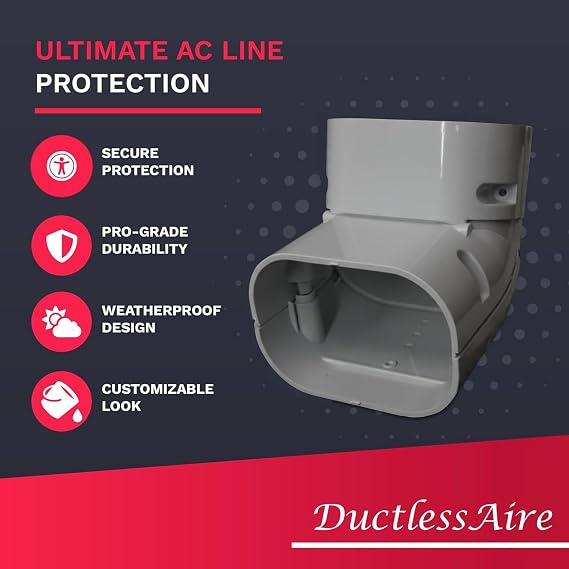 Ductless HVAC Mini Split Line Set - AC, Cover (4 120-90 Adjustable, Gray)