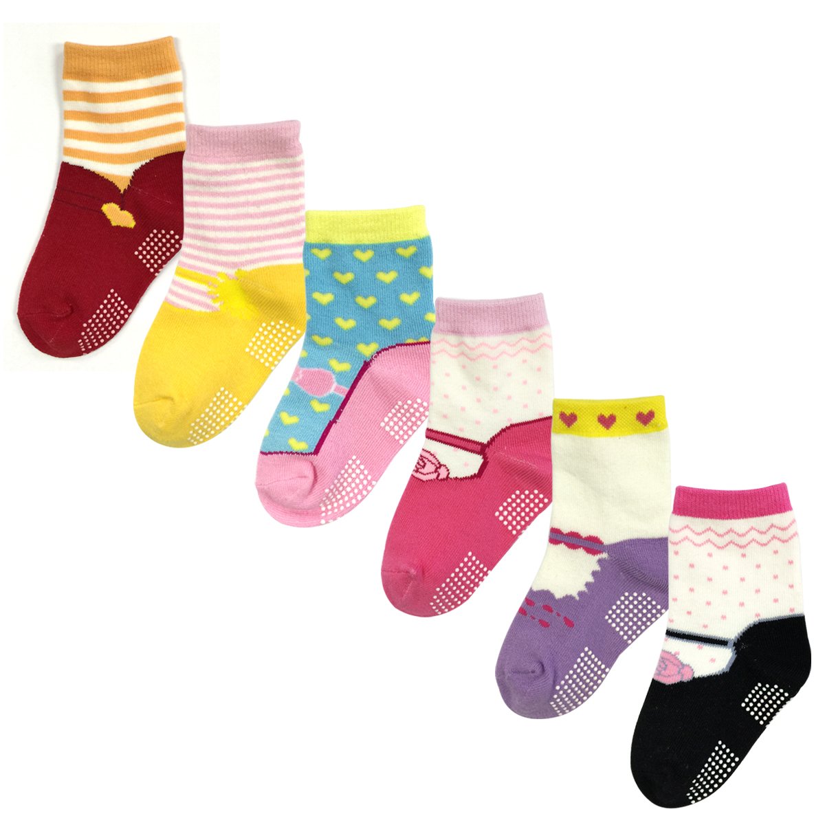 Wrapables Precious Mary Jane Anti-Rutsch-Socken, 6 Stück