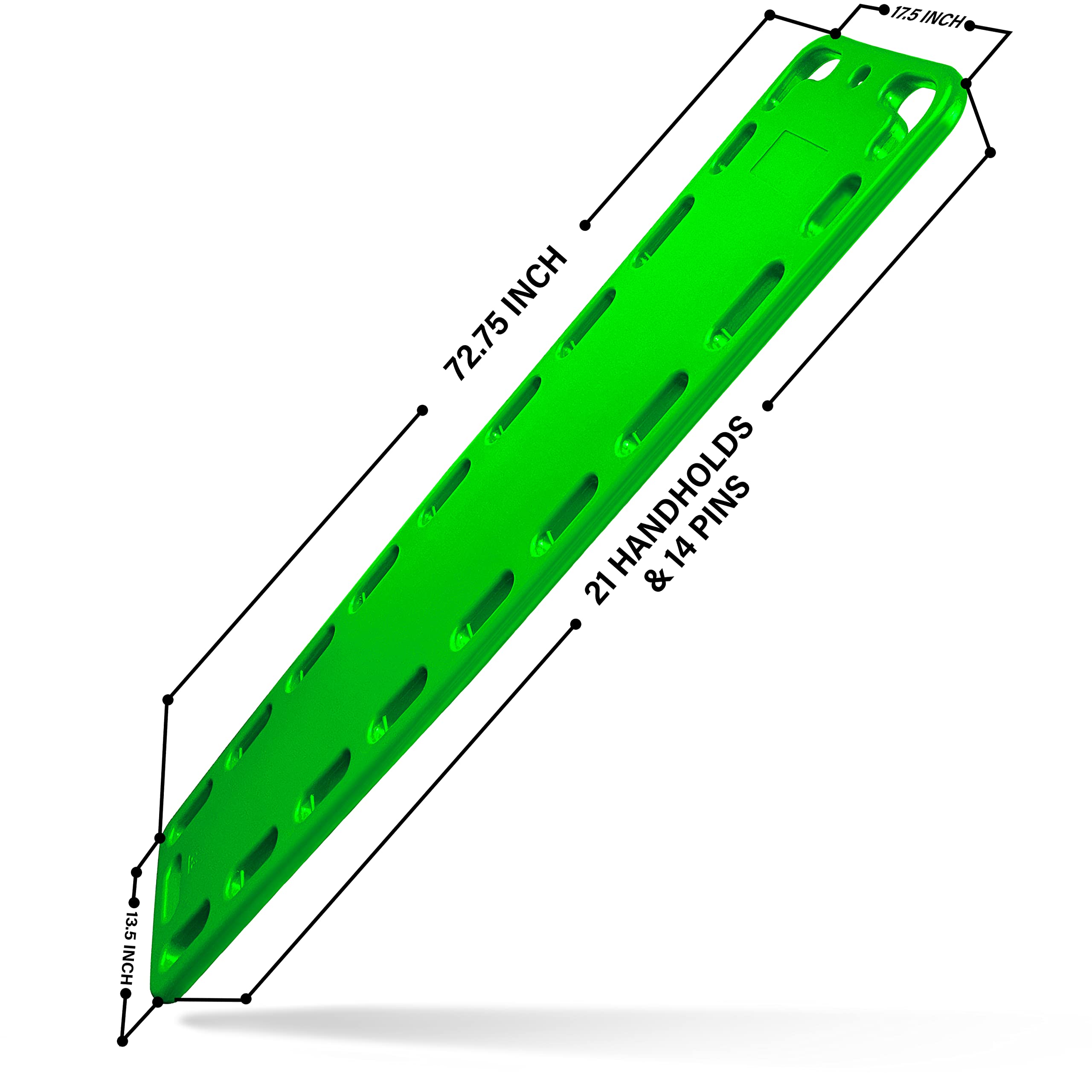 EMS XTRM Spine Board Stretcher Backboard for Patient - EMT Backboard Immobilization Portable Patient Transport Rescue Lightweight PE Plastics Ambulance Stretcher Gurney, Green
