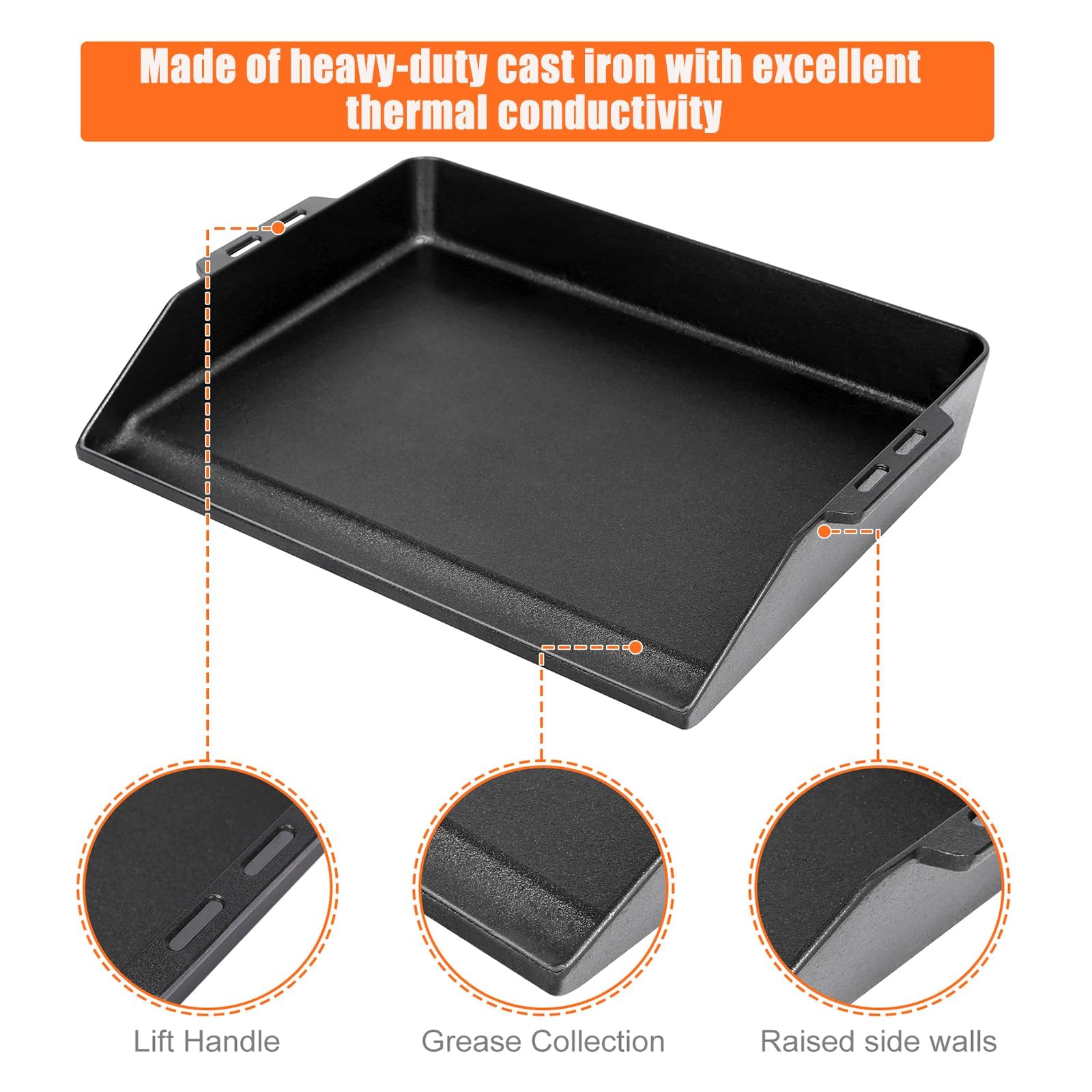 Plaque universelle pour barbecue GFTIME Plancha 48 x 36 cm compatible RÖSLE VIDERO Weber Enders Campingaz Napoléon Tepro Taino Gasgrill